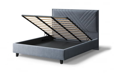 Кровать МИРА 2000*1200мм (на опорах), велюр Бренди лайт 28 (серый), (б/основания, б/матраса)