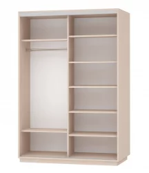 Белый шкаф-купе с зеркалом Экспресс Дуо Медиум 1600х2400х Белый снег / 1600х2400h