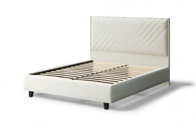 Кровать МИРА 2000*1200мм (на опорах), велюр Бренди лайт 02 (серо-белый), (б/основания, б/матраса)