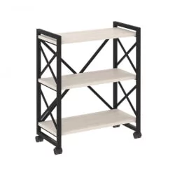 Стеллаж на колесных опорах - 3 полки LOFT  VR.L-MST.K-3.8 Металл черный Денвер светлый