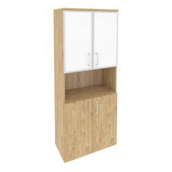 Шкаф высокий широкий ОНИКС О.СТ-1.4Р вхите Тиквуд Светлый / ONIX O.ST-1.4R white