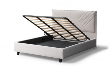 Кровать МИРА 2000*1600мм (на опорах), велюр НЕО 02 (бежевый), (б/основания, б/матраса) / NEO