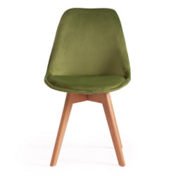 Стул TULIP SOFT (mod. 74) вельвет/дерево , 54 х 47 х 83 см , зеленый (HLR 54)/натуральный