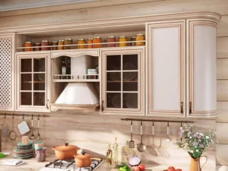 Шкаф кухонный 800 со стеклом Кантри ЛД 235.272.000 Сономе эйч светлая