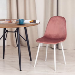 Стул БРЕЕЗЕ (мод. 4724) вельвет/металл, 44 х 53 х 87 см, Корал (коралловый) ХЛР44 / белый / BREEZE (mod. Coral HLR44