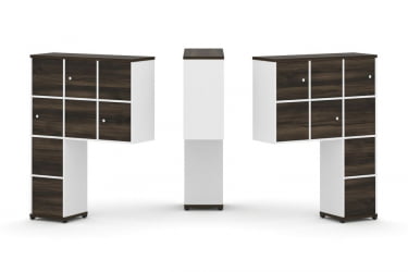 Надставка на стол высокая двухсторонняя + задняя стенка (8 шт.) + блок с 2-мя ящиками (2 шт.) + распашной фасад (6 шт.) CОНCЕПТ CН.ДНВ-004 Дуб Мали Белый бриллиант Черный металл / CONCEPT CN.DNV-004