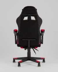 Кресло спортивное TopChairs Prophet с оттоманкой ткань черно-красный