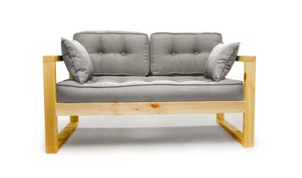 Диван для балкона двухместный DEmoku Д-2 серебристо-серый_натуральный