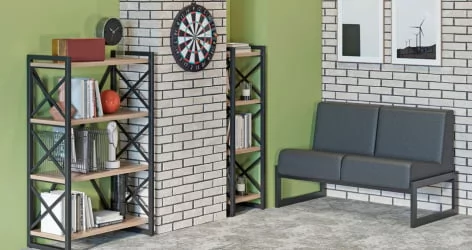 Стеллаж на колесных опорах - 4 полки LOFT  VR.L-MST.K-4.4 Металл черный Дуб Аттик