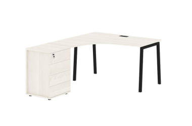 Стол эргономичный с тумбой (левый) ЕДИС ЕЛCЕТ 1318 Л ЯсеньТраун Черный / EDIS ELCET L