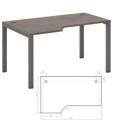 Стол эргономичный левый на металлоопорах New Line NLN36322634 Дуб шамони темный