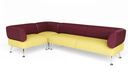 Диван металл Вейт №2 Соломенный/Красно-коричневый