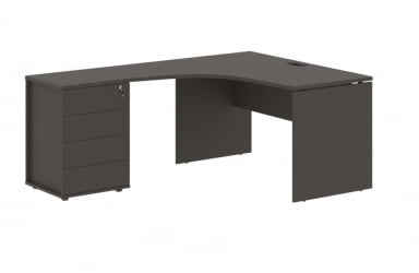 Стол эргономичный с тумбой левый EDIS EDCET 1318 L Мокко Черный