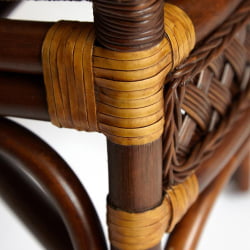 Комплект террасный ANDREA (стол кофейный со стеклом + 2 кресла + подушки) ротанг, 64х67х92см / D60х55, Pecan Washed (античн. орех)