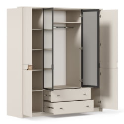 Шкаф четырехстворчатый с зеркальными дверями Нильс ЛД 423.060.000 Кашемир/Дуб Тортуга