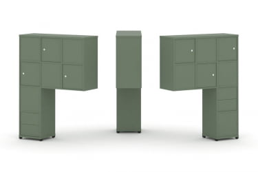 Надставка на стол высокая двухсторонняя + задняя стенка (8 шт.) + блок с 2-мя ящиками (2 шт.) + распашной фасад (6 шт.) CОНCЕПТ CН.ДНВ-004 Кобо Черный металл / CONCEPT CN.DNV-004