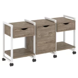 Тумба на колесных опорах наборная. Вариант №6 LOFT VR.L-TN-6.K Металл белый Тиквуд темный