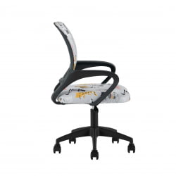 Кресло детское ТопЧаирс Симпле СН ДЖуниор принт Блуе Катс пластик черный / TopChairs Simple SN Junior Blue Cats