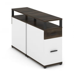 Тумба двухсторонняя опорная приставная с ящиком, распашным фасадом и надставкой CОНCЕПТ CН.ДТГО-006 Б/В Дуб Мали Белый бриллиант Черный / CONCEPT CN.DTGO-006 B/W