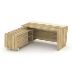 Стол руководителя с опорной тумбой, левый Corner COR.SRT-18(L) Гикори Песочный Ваниль