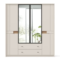 Шкаф четырехстворчатый с зеркальными дверями Нильс ЛД 423.060.000 Кашемир/Дуб Тортуга