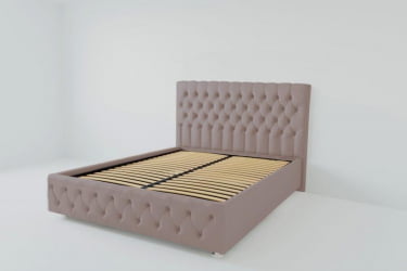 Мягкая интерьерная кровать "Версаль" с ортопедическими латами (металл) Материал фасада: Велюр; Спальное место: 1200х2000 мм; Цвет фасада: Темно серый; Цвет корпуса: Темно серый 