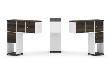 Надставка на стол низкая двухсторонняя + задняя стенка (4 шт.) + распашной фасад (4 шт.) CОНCЕПТ CН.ДНН-002 Дуб Мали Белый бриллиант Черный металл / CONCEPT CN.DNN-002