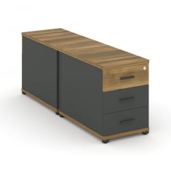 Тумба двухсторонняя опорная приставная с 3-мя ящиками CОНCЕПТ CН.ДТГО-001 Б/В Сандал Янтарный Антрацит / CONCEPT CN.DTGO-001 B/W