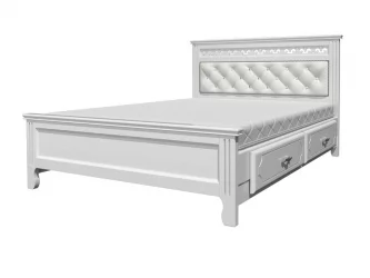 Кровать Грация 200х160 с выкатными ящиками Белый античный