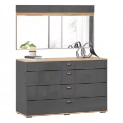 Комод 1200 с 4 ящиками и зеркалом Фиджи 011 Дуб Золотой Антрацит