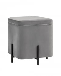 Пуф Грейс квадрат с ящиком велюр Серый