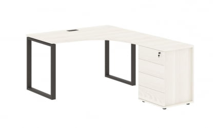 Стол эргономичный с тумбой правый EDIS EQCET 1318 R Ясень Траун Мокко