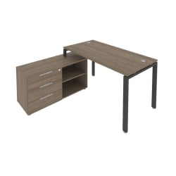 Рабочая станция на П-образном м/к с опорной тумбой левая Метал Сйстем Б.РС-СТС-2.3 Л Вяз/Антрацит / Metal System