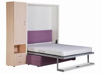 Двуспальная кровать с подъёмным механизмом Смарт 1 3-в-1 левый 1600 Белая шагрень