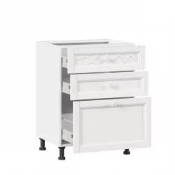 Тумба кухонная 600 с 3 ящиками ЛЮКС (4) Джулия ЛД 284.910.000.038 Белый