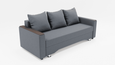 Диван Квадро-2 ППУ (ЗР) Цвет фасада: Серый; Тип: Прямой; Материал фасада: Металл/Велюр