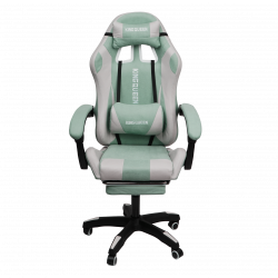 Геймерское кресло 1208, замша, цвет сине-белый с массажем, арт 1208-Blue-White