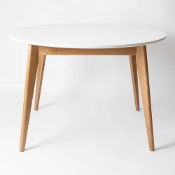 Стол обеденный Орион 100x100 Морилка Орех Эмаль белая