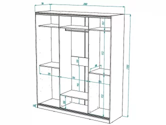 Шкаф-купе 3-х дверный Виктория 2000х584х2300, Белый 20ДЗДЗДЗ-ЯЯПП-Б 310-3313