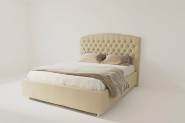 Мягкая интерьерная кровать "Берлин" без основания Цвет фасада: Бежевый; Цвет корпуса: Бежевый; Материал фасада: Искусственная кожа; Размер: 900х2000 мм; Спальное место: 900х2000 мм 