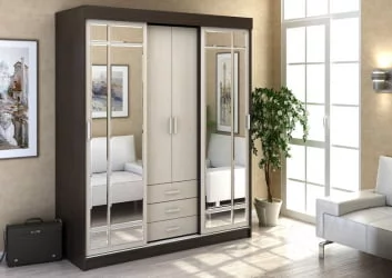 Двустворчатый гардеробный шкаф Лидер 1 Ясень шимо темный/ясень шимо светлый