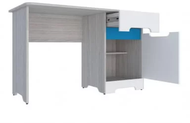 Стол для школьника Палермо-3 Юниор Белый глянец Ясень шимо светлый Синий