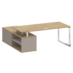 Стол руководителя с опорной греденцией, правый SHIFT SK.SRG-200 (R) Тиквуд Светлый/Капучино