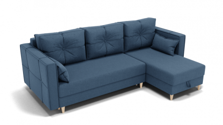 Диван Консул-2 ППУ угол левый/правый (ЗР) Цвет фасада: Голубой; Тип: Левый/правый; Материал фасада: Металл/Велюр