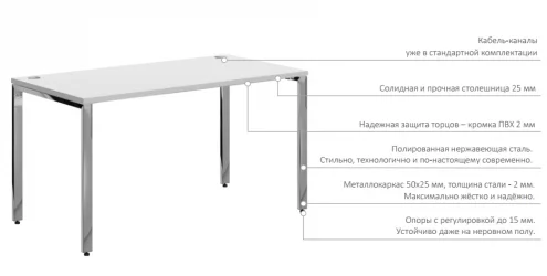 Стол письменный левый XTEN GLOSS XGCT 169 L Белый