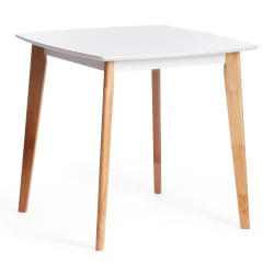 Большой обеденный стол Claire квадратный дерево гевея, МДФ, 80 x 80 x 75см , White (Белый) / Natural (натуральный)