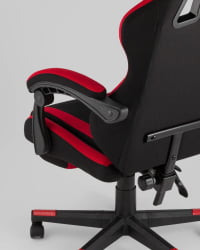 Кресло спортивное TopChairs Prophet с оттоманкой ткань черно-красный