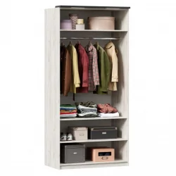 Шкаф двухстворчатый с комбинированными дверями Техно ЛД 678.130.000.007 Дуб Крафт белый Серый шифер