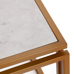 Стол квадратный Secret De Maison QUATTRO ( mod. 14153 ) алюминиевый сплав/мрамор, 41*41*41 см, золотой/белый мрамор