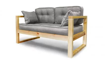 Диван для балкона двухместный DEmoku Д-2 серебристо-серый_натуральный